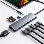 iPad Pro USB C HUB, 4K 60Hz HDMI 9-in-1 Adapter iPad Pro M4 M2 M1 13 12.9 11 inch iPad Air 5 Accessories USB-C PD Charging, SD/Micro Card Reader, USB 3.0, 3.5mm Headphone Jack Type C Data