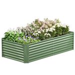 FRIZIONE 8FT(L)×4FT(W)×2FT(H) Galvanized Raised Garden Bed Outdoor for Flower, Garden Planter Box for Vegetable, Metal Raised Garden Beds for Herb, Succulent, Light Green