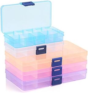 Naler plastica stoccaggio con divisori mobili monili dell'orecchino Strumento Contenitori (5 Confezioni 5 Colori)