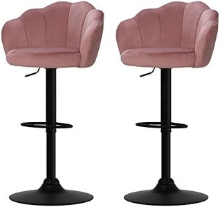 Artiss Bar Stools Stool Set of 2 Adjustable Kitchen Swivel Counter Barstools Dining Chair Chairs Gas Lift Velvet Pink Nessah in 62-78cm Seat Height Floor for Home Dining Room Cafe Outdoor Indoor