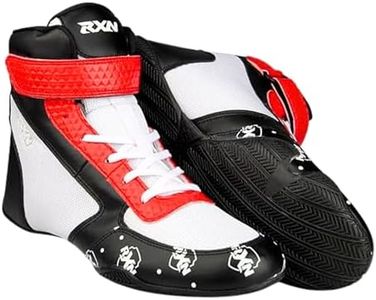 RXN Multipurpose Sports Shoes for Men & Women Bodybuilding Wrestling Shoes Low Cut Boxing Shoes Weightlifting Shoes for Deadlift & Training Gym with Arch Support (9, White Red)