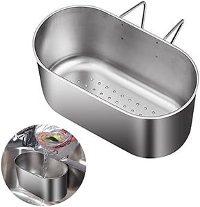 Stainless Steel Sink Drain Strainer Basket, Multifunctional Hanging Sink Strainer Colander Drain Basket for Filter Kitchen Waste and Wash Vegetables Fruits (Silver)