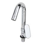 BATH GURU Brass Wash Basin Pillar Tap for Bathroom Foam Flow, Swan Neck Single Handle Basin Faucet Chrome Finish Pack of 1