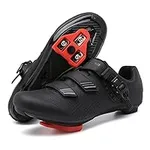Vicogn Indoor Cycling Shoes for Men Women Compatible with Peloton Bike Pre-Installed with Look Delta Cleats Outdoor Road Biking (Black,US 10.5) 45