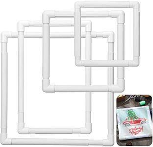 4 Pieces Square Embroidery Hoop Snap Embroidery Frame Cross Stitch Frames and Hoops for Embroidery, DIY Sewing Tools, 8 x 8, 11 x 11, 11 x 17, 17 x 17 Inch, White