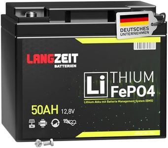 LANGZEIT LiFePO4 50Ah 12V Akku Lithium Batterie Wohnmobil Batterie Solarbatterie Lithium Eisenphosphat Akku Solar Bootsbatterie USV inkl. BMS