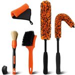 YeewayVeh 5PCS Car Wheel Cleaning Kit, 2-Size Bendable Wheel Rim Brush,Tire Brush and Car Detailing Brush, Soft & No-Scratch Car Wheel Rim Cleaner Brush Set with Microfiber Towel for All Wheel Types
