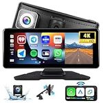 SIXWIN Wireless 6.86 Inch Touchscreen Apple Carplay Android Auto Car Play Screen with 4K Front Camera DVR WiFi Video Bluetooth FM Transmitter Mirror Link Loop Video Backup Camera Adjustable Bracket …