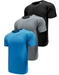 Boyzn Men's 3 Pack Dry-Fit Moisture Wicking Performance short Sleeve T-Shirt, UV Sun Protection Shirts, Outdoor Athletic Gym Running Tops Black/Grey/Blue-3P12-S