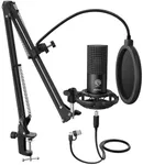 FIFINE Studio Condenser USB Microphone Computer PC Microphone Kit with Adjustable Boom Arm Stand Shock Mount for Instruments Voice Overs Recording Podcasting YouTube Vocal Gaming Streaming-T669