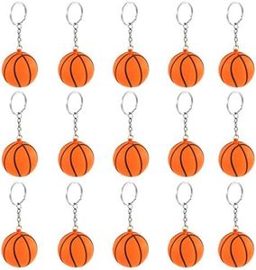 iMagitek 15 Pack Orange Basketball Keychains for Kids Party Favors Supplies, School Carnival Prizes, Party Bag Gift Fillers, Basketball Stress Relieve Ball