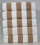 THARUNSHA ELITE Quick Dry Ultra Soft Pure Cotton 500 GSM Jumbo Size (Light Brown White Terry Towel/Bath Towel Beach Towel/Shower/Gym Towel Sports Towel Swimming Pool Towel (35x70 inch) Set of 5
