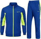 Rdruko Men's Tracksuit Sweatsuits 2 Piece Set Athletic Jogging Gym Activewear Sweat Track Suits Sets, 02blue+green, Medium