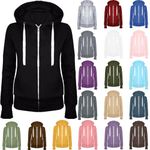 RLEHJN Fleece Hoodie Women, Ladies Jackets Full Zip Plain Fleece Essential Hoodie Sweatshirts Drawstring Hooded Pullover Tops Casual Sweater with Pockets Womens Clothes Clearance