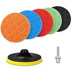 125mm Polishing Pads for Drill, Car Polishing Pads 7 Pcs Car Polishing Kit Hook & Loop Drill Polishing Kit Sponge Polishing Drill Attachment Polishing Pad, Buffing Pads for Car Polishers and Buffers