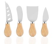 IKTU 4 PCS Cheese Knife Set, Premium Stainless Steel Cheese Slicer and Cutter Collection with Wooden Handle