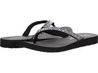 Skechers Women's Meditation-Lotus Bae Flip-Flop, Black/Multi, 8