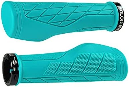 SOLODRIVE Ergonomic Design Bike Grips, Comfortable Bicycle Handlebar Grips, Single Lock-on Mountain Bike Grips, Non-Slip Handle Grips, Fit MTB, E-Bike, Hybrid, City Commuter Bikes, Scooter (Turquoise)