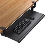 HUANUO Keyboard Tray 27 inch Large Size, Keyboard Tray Under Desk with C Clamp, Computer Keyboard Stand Slide Pull Out, No Screw into Desk, for Home or Office