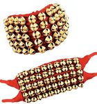 Ghungroo World Brass Ghungroo Anklets Bells (5 Line Double string Pad, Red, Pair)