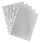 Pack 100 Quality Clear Plastic A4 Folders Wallets Pockets Punched Pockets