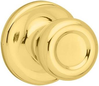 Kwikset Mobile Home Interior Passage Door Knob, Handle For Closet and Hallway Doors, Non-Locking Doorknob in Polished Brass