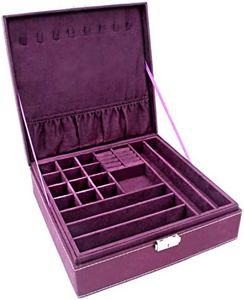 KLOUD City Two-Layer Jewelry Box Organizer Display Storage case with Lock (Purple)