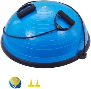 VEVOR Half Exercise Ball Trainer, 23 inch Balance Ball Trainer, 660lbs Capacity Stability Ball, Yoga Ball with Resistance Bands & Foot Pump, Strength Fitness Ball for Home Gym, Full Body Workout, Blue