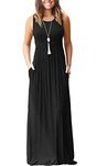 PCEAIIH Women's Casual Sleeveless Maxi Dress Loose Long Dresses with Pockets (M-B-Black)