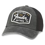 AMERICAN NEEDLE Raglan Bones Fender Electric Guitars Baseball Cap Buckle Strap Dad Hat (FEND-1908A-BLK), Raglan Bones (Black), One Size