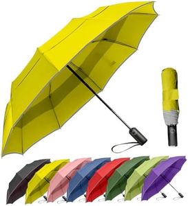 MRTLLOA 42/49 Inch Large Windproof Travel Umbrella, Double Canopy Vented Waterproof Compact Folding Golf Umbrellas for Rain(49 Inch, Yellow)