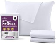 CirclesHome Pillow Protectors 2 Pack Standard Zippered - 100% Cotton Breathable Pillowcases - Protects Pillows from Dirt, Dust and Debris (Standard - Set of 2 - 20x26)