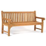 BrackenStyle Queensbury Teak Garden Bench - 4 Person Park Seat - Incredibly Durable Manufactured From Grade A Teak