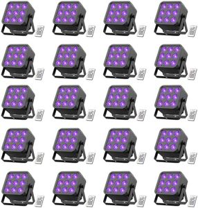 DazzlingStage Rechargeable Stage Lights, 9 * 6W RGBWA UV 6-in-1 Battery Powered Par Lights, 6/8/10 CH Wireless Uplights DMX512 Control, Wireless Uplights for Party, Wedding, Event, 20 Pack