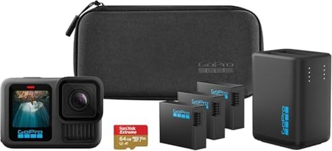 GoPro HERO13 Black Extended Power Bundle - Includes Dual Battery Charger, 3 Enduro Batteries, 64GB microSD Card, Curved Adhesive Mount, and Camera Case
