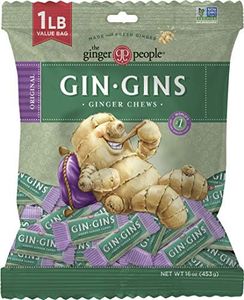 GIN GINS Original Ginger Chews 1lb – Natural Fresh Ginger Candy by The Ginger People – Individually Wrapped Healthy Candy – Original Flavor – Large 1 lb Bag (16oz) – Pack of 1