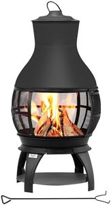 BALI OUTDOORS Fire Pit Wood Burning Chiminea Outside Fireplace Patio Small Firepit, Size 17.7" W x 35.6" H, Brown-Black