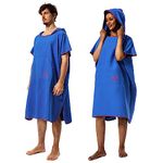 Winthome Changing Robe for Adult Women Men, Lightweight Towel Poncho for Surfing Swimming Wetsuit Beach Changing (Blue, XL)