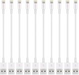 FEEL2NICE Short Lighting Cable, 10 Pack 7-Inch iPhone Cord Data Sync USB Portable Fast Charger for iPhone X XS Max XR / 8/8 Plus / 7/7 Plus / 6/6 Plus / 5S / iPad/iPod, White