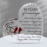 40th ruby Wedding Anniversary Keepsake for Couple - Him Her - Unique Acrylic Heart-Shaped Keepsake - Cute Wedding Presents for Men, Women