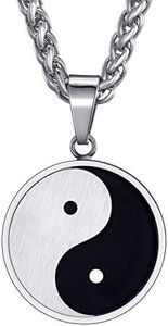 vicima Yin Yang Necklace for Men Tai Chi Pendant with 24 Inch Stainless Steel Chain for Men, Stainless Steel, No Gemstone