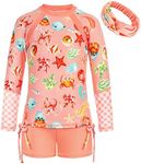 GRACE KARIN Girls Swimsuit Long Sleeve Rashguard Set 2-Piece Bathing Suit 6-12Y