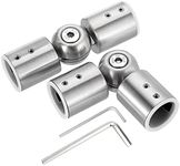 Sumnacon 2Pcs Adjustable Curtain Rods Corner Connector, Stainless Steel Window Hinged Elbow Connector with Accessories Sturdy Curtain Rod Corner Elbow Connector for 1 Inch Bay Window Blind, Silver