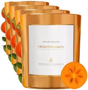 Benevolence LA Premium Fresh Persimmon Scented Candle – Long-Lasting, 45-Hour Burn – Luxury Natural Soy Wood Wick Candle for Home – Aromatherapy & Room Decor – 8oz (Pack of 4)