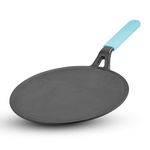 BERGNER Eco Cast Iron 26cm Roti Tawa, Pre-Seasoned Iron Tawa for Chapati/Phulka, Even Heat Distributor, Retains Heat to Enhance Flavor, Comes with Silicone Sleeve - Induction Base and Gas Stove Ready