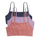 Hanes Womens String Bralette Pack, Low-Impact Bra, Cooling Stretch Cotton Bralette, 3-Pack, Navy Eclipse/Lilac/Peach Passion, X-Small