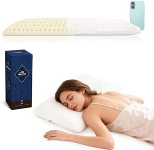 Natural Latex Thin Pillow for Stomach Sleepers | 7cm Slim Profile, Breathable & Ergonomic Design for Neck Pain Relief | Medium Firm Support | with Tencel Cover (Standard (24"×16"×2.6"), Medium)