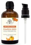 Devinez Pumpkin Seed Cold Pressed Oil, 118ml with Premium Lotion Pump - Therapeutic Grade, 100% Pure Undiluted Natural Oil for Eyelashes, Eyebrows and Hair, Parched Skin Care (118 ml)