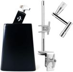 6 Inch Cowbell And Cowbell Clamp, Cowbell Holder Percussion Accessory, Adjustable Drum Cowbell Mount for Bass Drum Hoop Up or Down Drum key