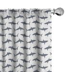 Ambesonne Sea Animals Window Curtains Pack of 2, Sharks Swimming Horizontal Silhouettes Powerful Dangerous Wild Life, Lightweight Set with Rod Pocket, 4 Panels of - 28" x 84", Grey Black